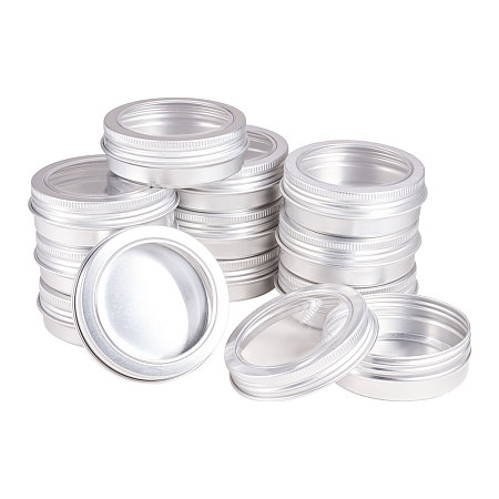 Round Aluminium Tin Cans, Aluminium Jar, Storage Containers for Cosmetic, Candles, Candies, with Screw Top Lid, Platinum, 7.05x2.5cm; 25pcs/box