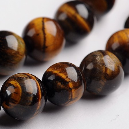 ARRICRAFT Round Natural Tiger Eye Gemstone Bead Strands, 8mm, Hole: 1mm, about 48pcs/strand, 14.9 inches