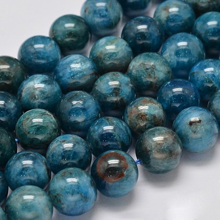 ARRICRAFT Natural Apatite Round Bead Strands, 10mm, Hole: 1mm, about 41pcs/strand, 15.5 inches