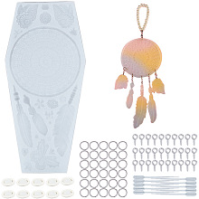 SUNNYCLUE DIY Woven Net/Web Pendant Makings, with Silicone Molds, Iron Screw Eye Pin Peg Bails, Plastic Transfer Pipettes and Latex Finger Cots, Clear, 257x120x10mm