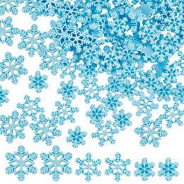 Gorgecraft 3 Styles Christmas Opaque Resin Cabochons, with Glitter Powder, Snowflake, Light Sky Blue, 18~28.5x16~25.5x4~5mm, 120pcs/box