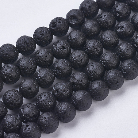 ARRICRAFT Natural Lava Rock Beads Strands, Dyed, Round, 8~8.5mm, Hole: 1mm, about 47pcs/strand, 15.1 inches(38.5cm)