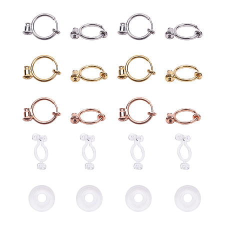 Arricraft 16pcs Brass Clip-on Earring Converters with Hoop, 4pcs Allergy-Free Resin Earring Components, 20pcs Earring Pads Comfort Cushions for Non Pierced Ears