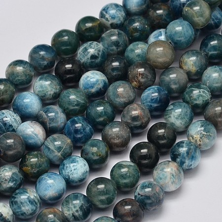 ARRICRAFT Round Natural Apatite Beads Strands, Grade AB, 8mm, Hole: 1mm, about 51pcs/strand, 15.7 inches
