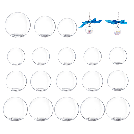 PandaHall Elite 24Pcs 3 Style Round Glass Dome Cover, Decorative Display Case, Cloche Bell Jar Terrarium, for DIY Preserved Flower Gift, Clear, 18~25x17~24mm, Inner Diameter: 6~7.3mm, 8pcs/style