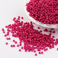 Honeyhandy 12/0 1.5~2mm Baking Paint Glass Seed Beads Loose Spacer Beads, Camellia, Hole: 0.5~1mm, about 2890pcs/50g