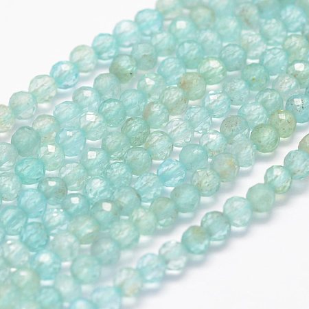 ARRICRAFT Natural Apatite Beads Strands, Faceted, Round, 3mm, Hole: 0.5~0.6mm, about 144~151pcs/strand, 15.3~15.7 inches(39~40cm)