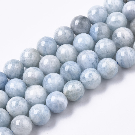 ARRICRAFT Natural Aquamarine Beads Strands, Round, 9.5mm, Hole: 1mm, about 42pcs/strand, 15.55 inches(39.5cm)