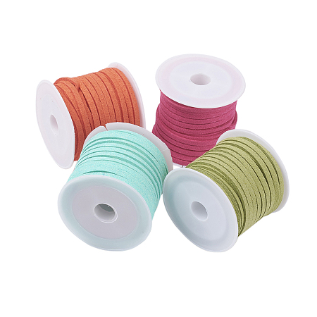 3mm Faux Suede Cord, Faux Suede Lace, Mixed Color, 3x1.5mm; about 5m/roll, 4rolls/set