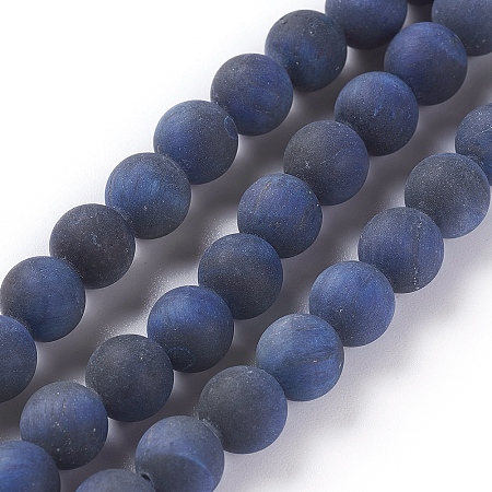 ARRICRAFT Natural Tiger Eye Beads Strands, Dyed & Heated , Frosted, Round, Marine Blue, 6mm, Hole: 1mm, about 62pcs/strand, 15.5 inches(39.5cm)