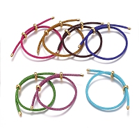 Honeyhandy Adjustable 304 Stainless Steel Wire Rope Cord Bracelets Making, with Brass and Rubber Slide Beads, Long-Lasting Plated, Golden, Mixed Color, 1-5/8 inch~3-1/4 inch(4~8.2cm)