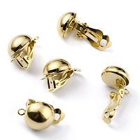 Honeyhandy Brass Clip-on Earring Findings, Real 24K Gold Plated, 19x12x14mm, Hole: 1.8mm
