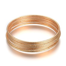 Honeyhandy 304 Stainless Steel Buddhist Bangle Sets, Golden, 2-3/8 inch(6cm), about 7pcs/set