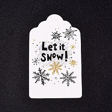 Honeyhandy Paper Gift Tags, Hange Tags, For Arts and Crafts, For Christmas, with Word Let it Snow & Snowflake Pattern, White, 50x30x0.3mm, Hole: 5mm