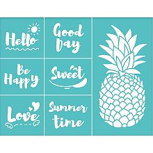 OLYCRAFT 2PCS Self-Adhesive Silk Screen Printing Stencil Reusable Pattern Stencils Pineapple & Signs for Painting on Wood Fabric T-Shirt Wall and Home Decorations-7.6X 5.5Inch