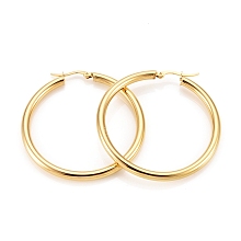 Honeyhandy 304 Stainless Steel Hoop Earrings, Hypoallergenic Earrings, Ring Shape, Golden, 6 Gauge, 57x54.5x4mm, Pin: 0.8mm