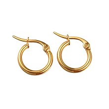 ARRICRAFT 6 Pairs 304 Stainless Steel Rounded Small Golden Hoop Earrings Dia.14MM