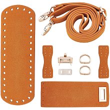 PandaHall Elite DIY PU Leather Bag Knitting Set, Leather Bag Bottom/Shoulder Strap/Bag Twist Lock/Flap Cover/Bag Buckles, Camel（7 Kinds of Accessories）