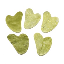 Honeyhandy Natural Chinese Jade Gua Sha Boards, Scraping Massage Tools, Gua Sha Facial Tools, Heart, 77~79x55~58x4~5mm