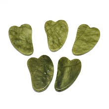 Honeyhandy Natural Chinese Jade Gua Sha Boards, Scraping Massage Tools, Gua Sha Facial Tools, Heart, 68~70x43~44x3.5~4mm