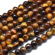 Honeyhandy Natural Tiger Eye Beads Strands, Round, 3mm, Hole: 0.5mm, about 130pcs/Strand, 15.35 inch(39cm)