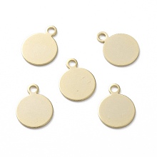 Honeyhandy Brass Charms, Stamping Blank Tag, Long-Lasting Plated, Flat Round, Real 24K Gold Plated, 10.5x8x0.5mm, Hole: 1.5mm