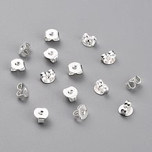 Honeyhandy Brass Friction Ear Nuts, Ear Locking Earring Backs for Post Stud Earrings, 925 Sterling Silver Plated, 5x5x3mm, Hole: 1mm