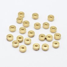 Honeyhandy Brass Spacer Beads, Flat Round, Nickel Free, Raw(Unplated), 4x1.5mm, Hole: 1.5mm