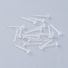 Honeyhandy Eco-Friendly Plastic Stud Earring Findings, Flat Round, Clear, 12x3mm, Pin: 0.8mm, about 10000pcs/bag