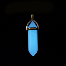 Honeyhandy Bullet Glass Pointed Luminous Pendants, Glow In The Dark Pendants, with Platinum Tone Alloy Findings, Cornflower Blue, 41x8mm