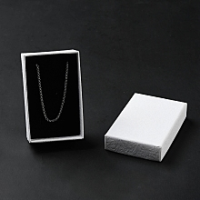 Honeyhandy Texture Paper Necklace Gift Boxes, with Sponge Mat Inside, Rectangle, White, 8.1x5.1x2.7cm, Inner Diameter:4.6x7.3cm, Deep: 2.5cm