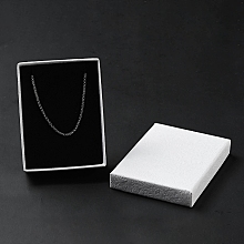 Honeyhandy Texture Paper Necklace Gift Boxes, with Sponge Mat Inside, Rectangle, White, 9.1x7x2.7cm, Inner Diameter: 6.5x8.6cm, Deep: 2.5cm