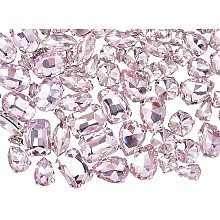 CHGCRAFT 100pcs 10 Styles Sew On Glass Rhinestones Crystals Rhinestones Mixed Shapes Metal Prong Setting Flatback Rhinestones Sewing Claw for Craft, Jewelry Making, Pink