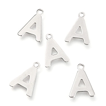 Honeyhandy 201 Stainless Steel Charms, Alphabet, Letter.A, 12x8.6x0.6mm, Hole: 1.2mm