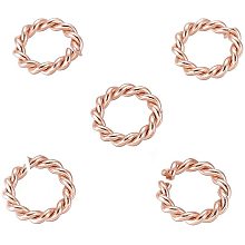 NBEADS 100 Pcs 8mm 304 Stainless Steel Jump Rings, Rose Gold Twisted Open Jump Rings with 5mm Inner Diameter Connectors Jewelry Findings for DIY Jewelry Making