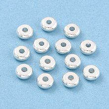 Honeyhandy 304 Stainless Steel Spacer Beads, Flat Round, Silver, 4x1.2mm, Hole: 1.2mm