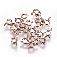 Honeyhandy Ion Plating(IP) 304 Stainless Steel Spring Ring Clasps, Rose Gold, 5x1.5mm, Hole: 1.5mm