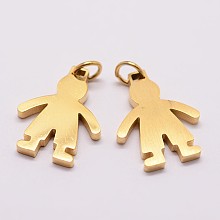 Honeyhandy 316 Surgical Stainless Steel Pendants, Boy Silhouette Pendants, Golden, 18x14x2mm, Hole: 3mm