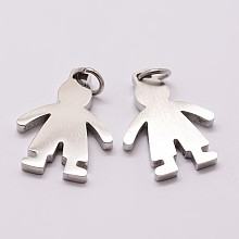 Honeyhandy 316 Surgical Stainless Steel Pendants, Boy Silhouette Pendants, Stainless Steel Color, 18x14x2mm, Hole: 3mm