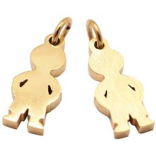 UNICRAFTALE 20pcs Flat Silhouette Pendant Stainless Steel Pendants with Loop 3mm Hole Golden Blank Charms for Necklace Jewelry Making 16x7x2mm