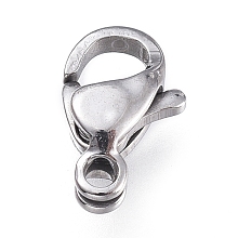 Honeyhandy 316 Surgical Stainless Steel Lobster Claw Clasps, Manual Polishing, Stainless Steel Color, 9x5.6x3mm, Hole: 1.2mm