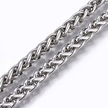 Honeyhandy 304 Stainless Steel Wheat Chains, Foxtail Chain, Unwelded, Stainless Steel Color, 5.5mm, Link: 8.5x5.5x2mm