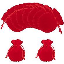 NBEADS 30 Pcs 3.54"x2.75" Velvet Cloth Drawstring Bags, Calabash Shape Drawstring Jewelry Pouches Small Candy Gift Bags for Christmas Wedding Birthday Party Favors, Red