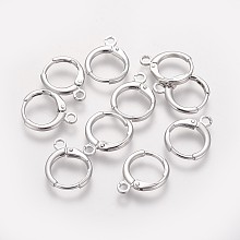 Honeyhandy Brass Huggie Hoop Earring Findings, with Horizontal Loops, Long-Lasting Plated, Lead Free & Nickel Free, Real Platinum Plated, 12 Gauge, 14.7x11.7x2mm, Hole: 1.8mm