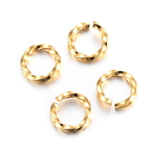 Honeyhandy 304 Stainless Steel Jump Rings, Open Jump Rings, Twisted, Golde, 18 Gauge, 6x1mm, Inner Diameter: 4mm