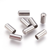 Honeyhandy 201 Stainless Steel Cord End Caps, Stainless Steel Color, 8.5x4mm, Hole: 3mm