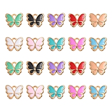 Honeyhandy Alloy Enamel Charms, Butterfly, Light Gold, Mixed Color, 10.5x13x3mm, Hole: 2mm