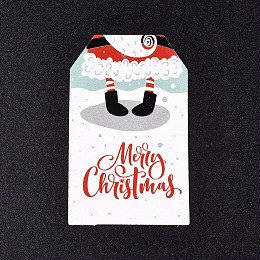 Honeyhandy Paper Gift Tags, Hange Tags, For Arts and Crafts, For Christmas, with Father Christmas Pattern, Colorful, 50x30x0.3mm, Hole: 5mm