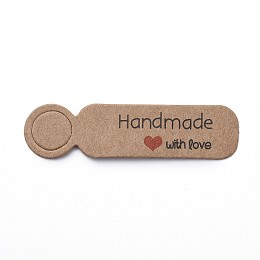 Honeyhandy Paper Gift Tags, Hange Tags, For Arts and Crafts, For Valentine's Day/Thanksgiving, Rectangle with Word Handmade with Love, BurlyWood, 13x49.5x0.5mm, Hole: 9mm