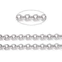 Honeyhandy 304 Stainless Steel Rolo Chains, with Spool, for Jewelry Making, Unwelded, Stainless Steel Color, 12x2mm, about 16.4 Feet(5m)/roll